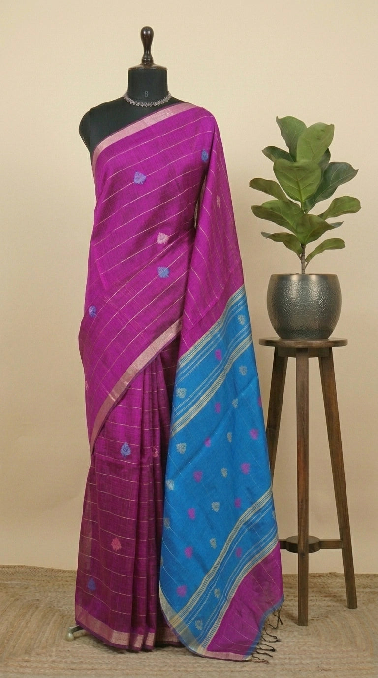 Magenta purple Khadhi semi pattu saree