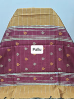 Mustard yellow Khadi semi pattu saree Pallu