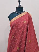 Wine red Khadi semi pattu saree 1