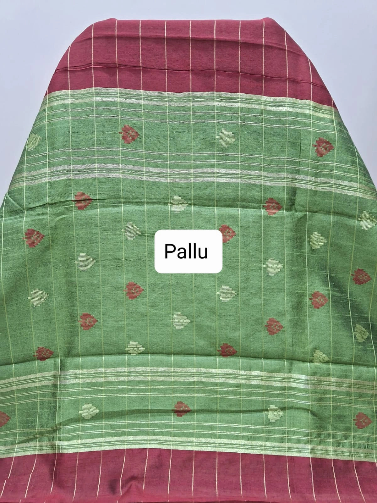 Wine red Khadi semi pattu saree Pallu