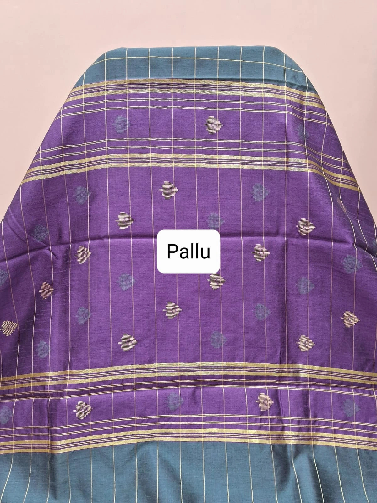 Elephant grey Khadi semi pattu saree Pallu