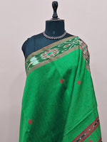 Green Khadi semi pattu saree 1