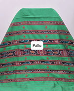Green Khadi semi pattu saree Pallu