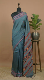 Elephant grey Pure Khadi semi pattu saree