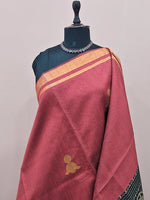 Brick red Khadi semi pattu saree 1 