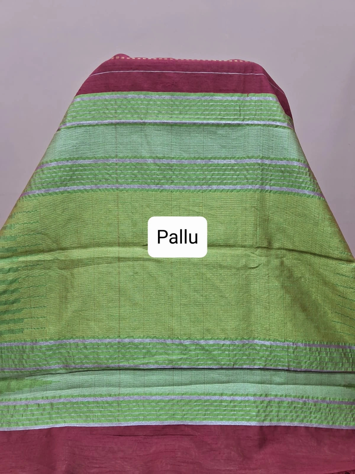 Deep maroon Khadi semi pattu saree Pallu