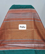 Bottle green Khadi semi pattu saree Pallu