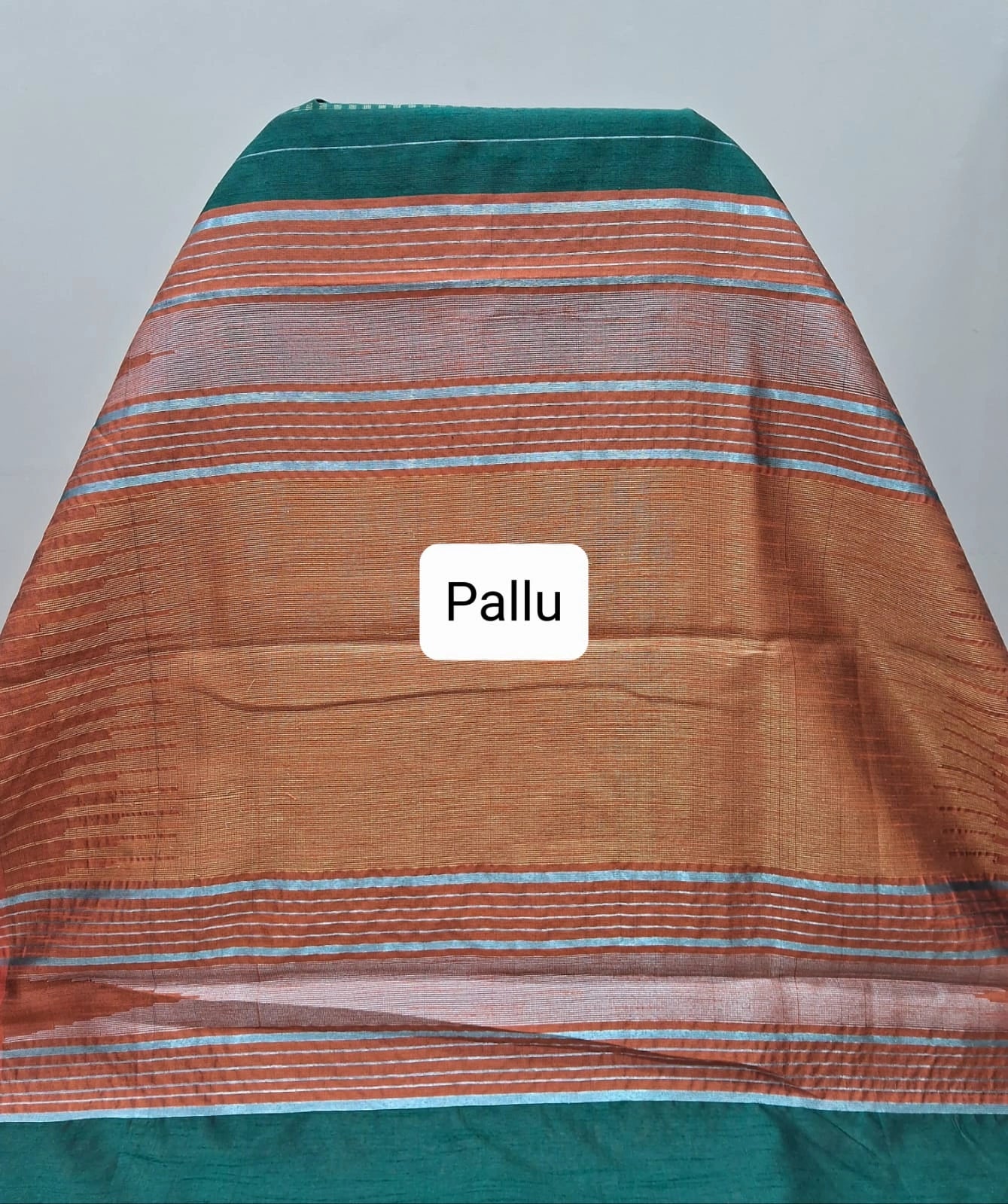 Bottle green Khadi semi pattu saree Pallu
