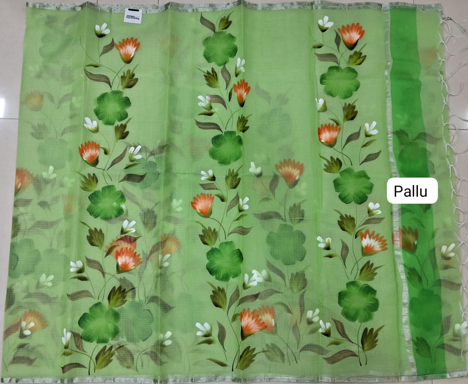 Leaf Green Kota Saree Pallu