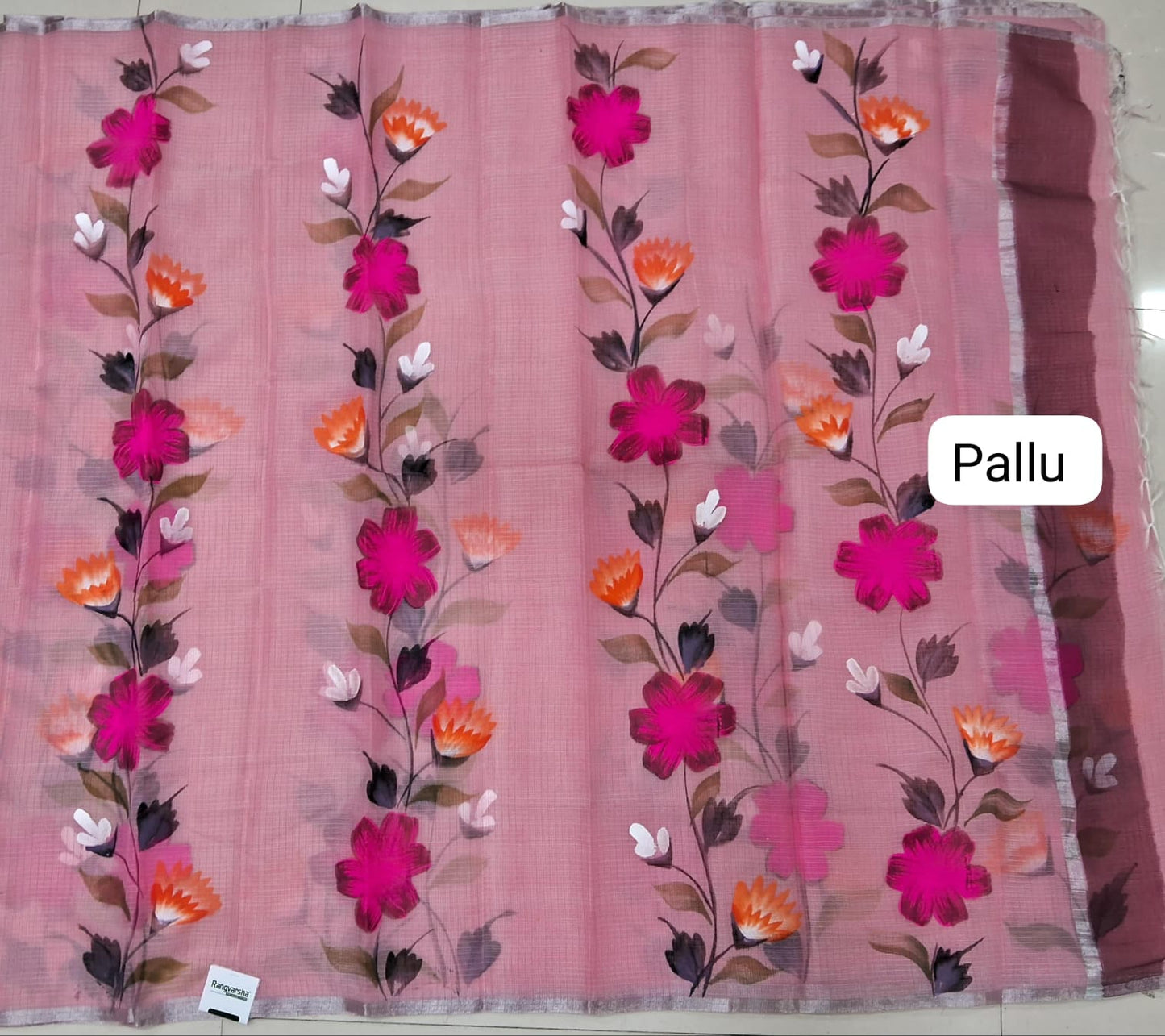 Flamingo Pink Kota Saree Pallu