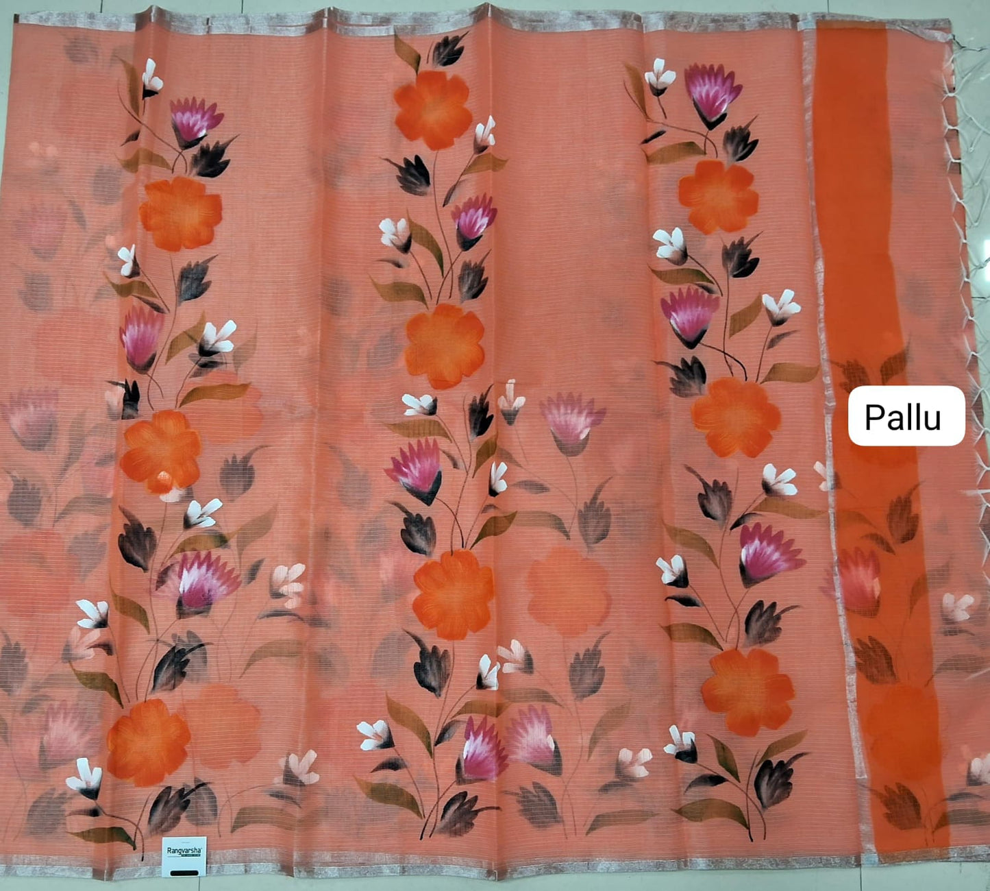 Orange Kota Saree Pallu