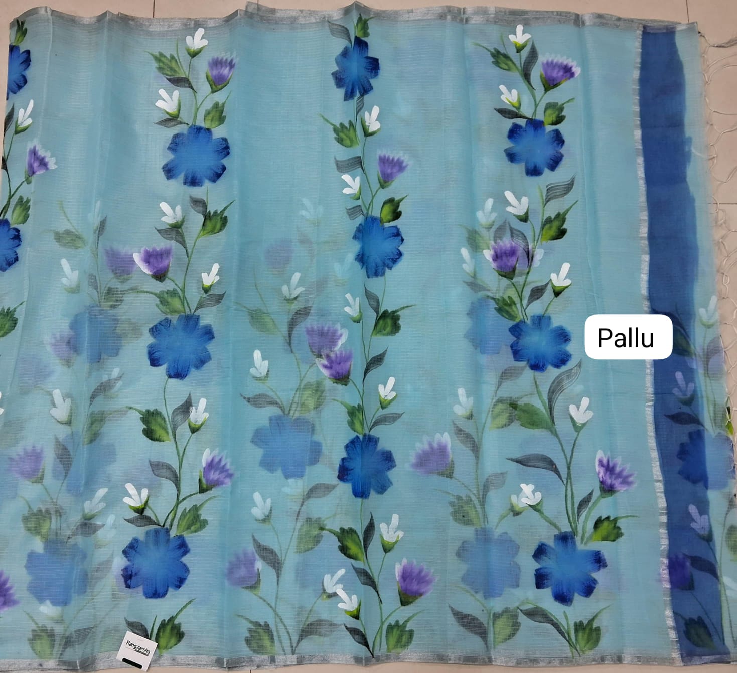 Sky Blue Kota Saree  Pallu