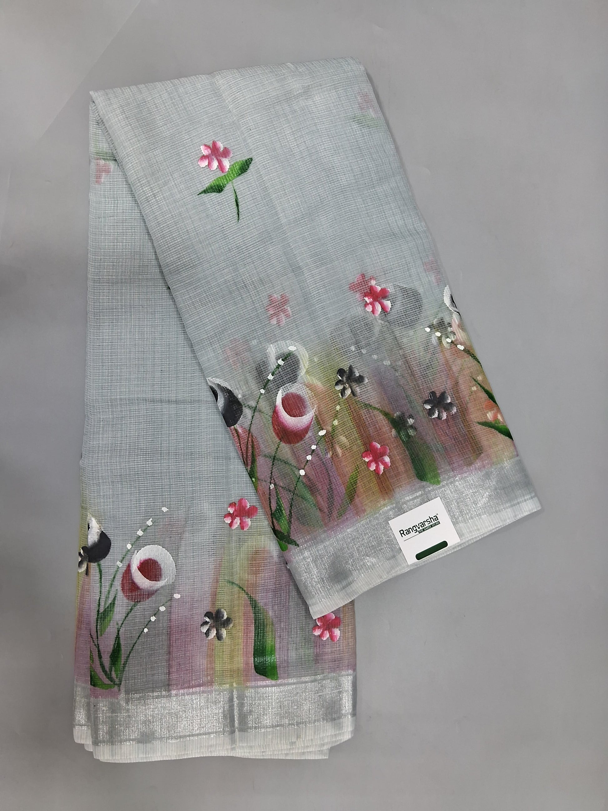 Grey Silk Kota Saree 