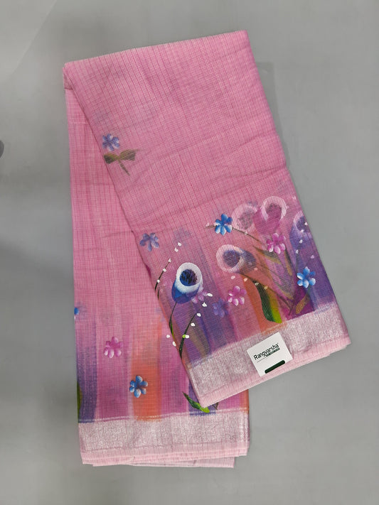 Salmon Pink Silk Kota Saree 