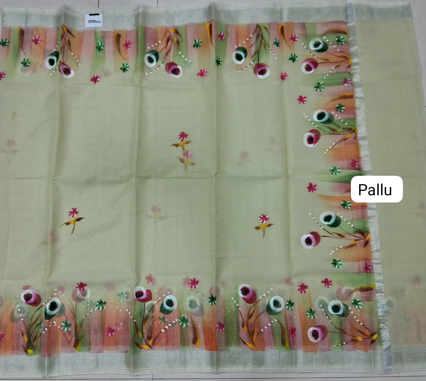 Lemon Yellow Silk Kota Saree Pallu