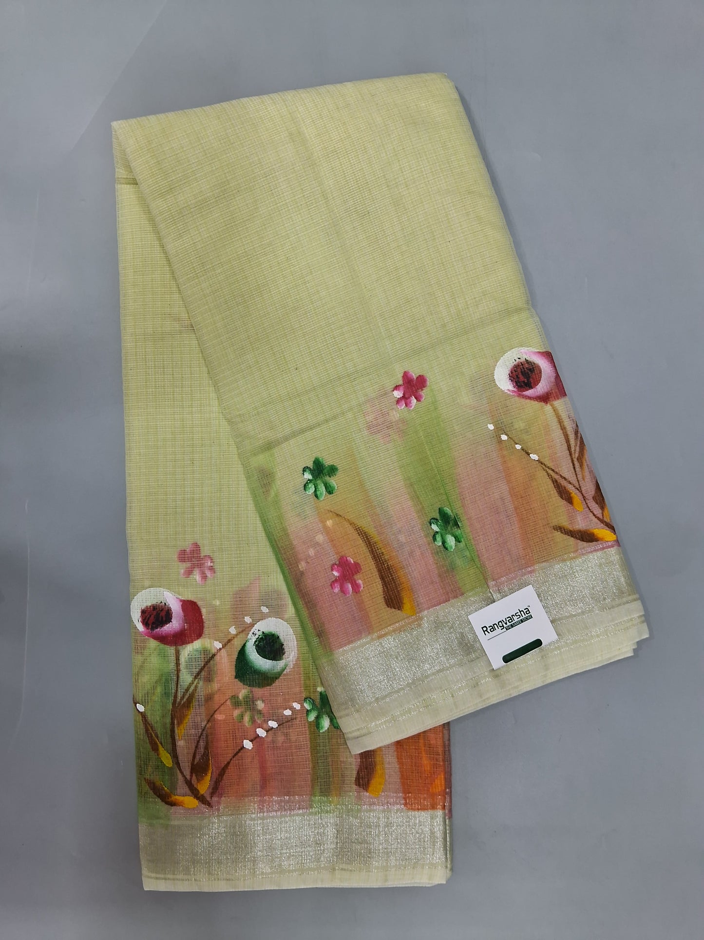 Lemon Yellow Silk Kota Saree