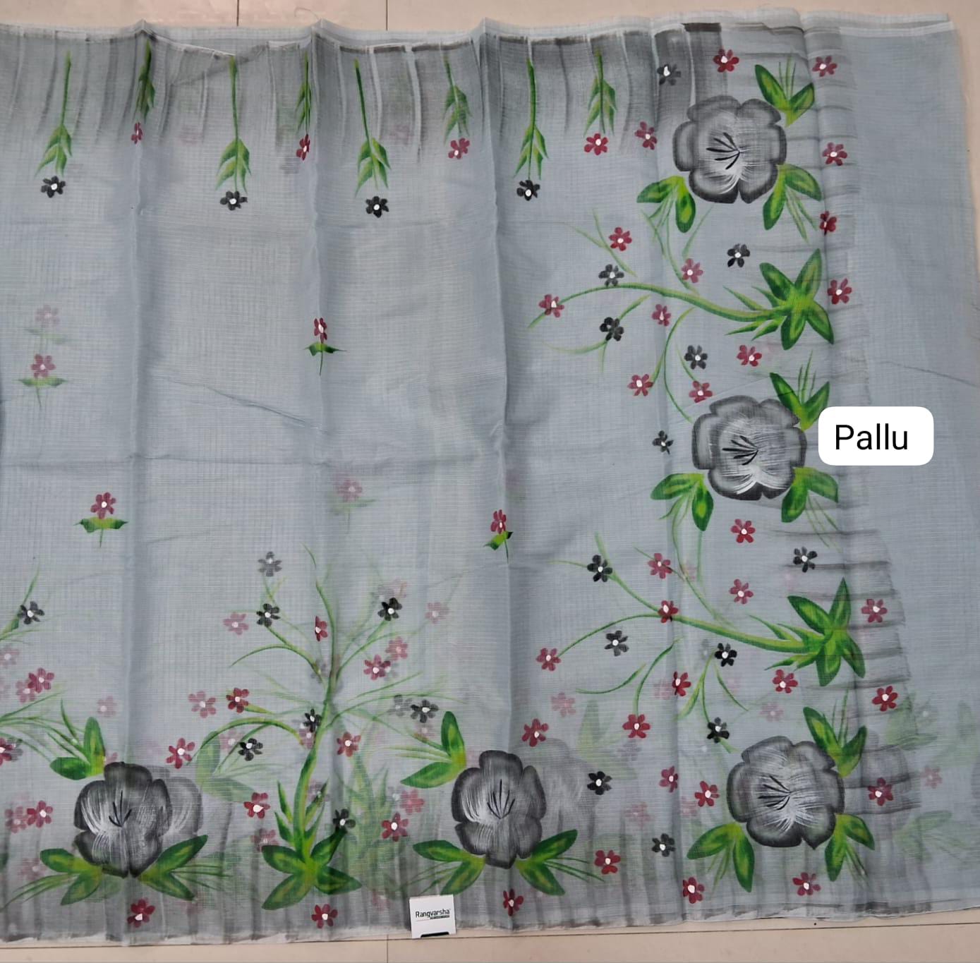 Grey Kota Saree Pallu