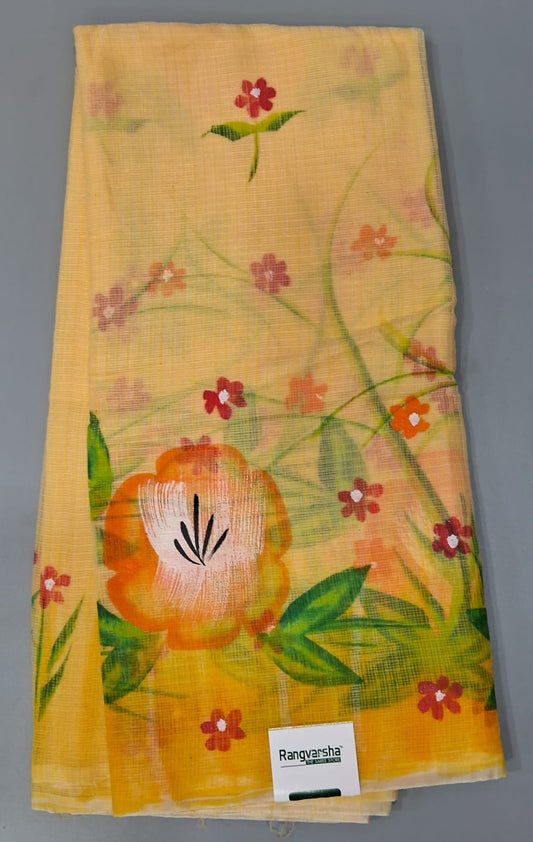 Mango Yellow Kota Saree