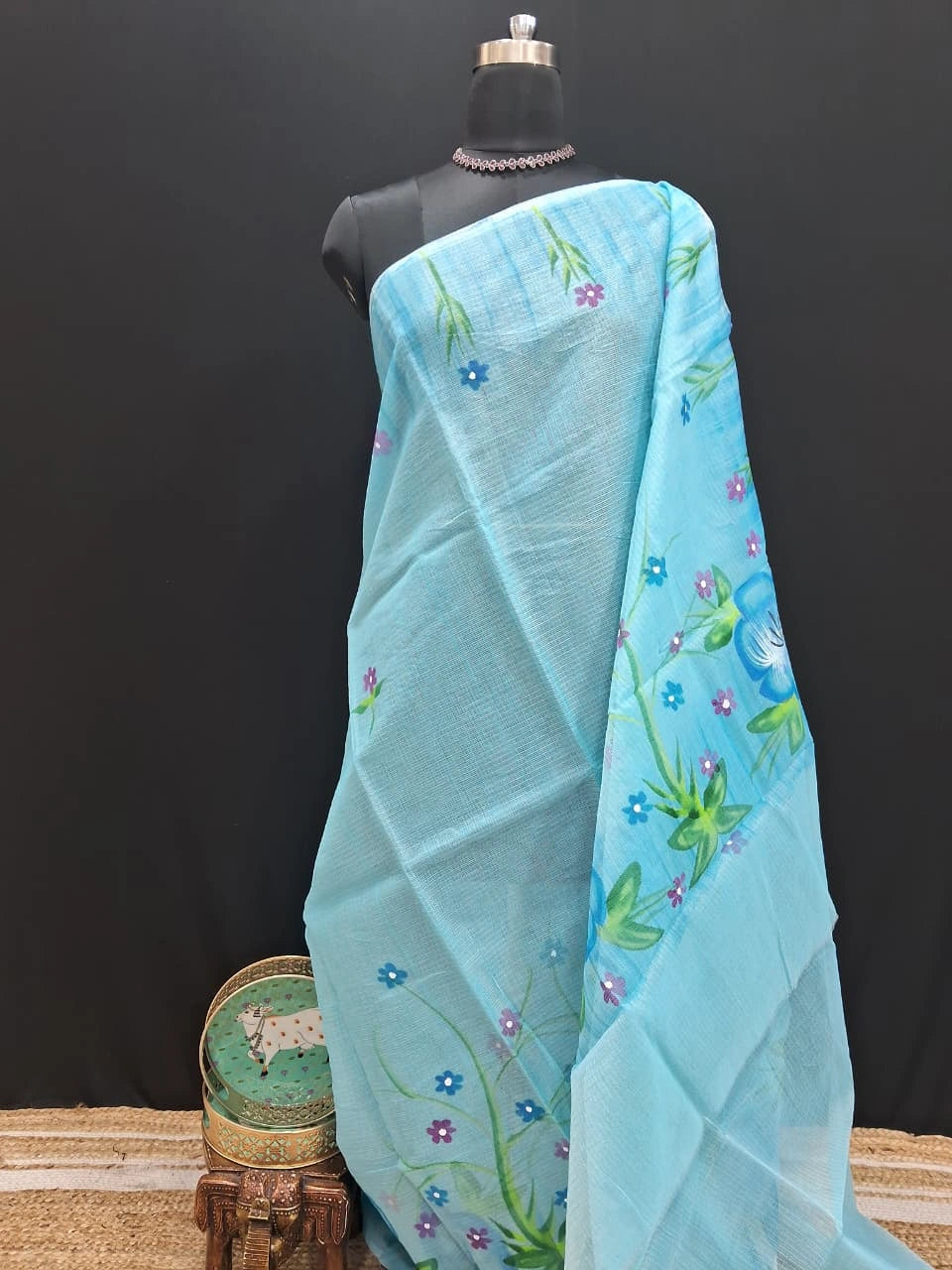 Classic floral Sky blue Kota Saree