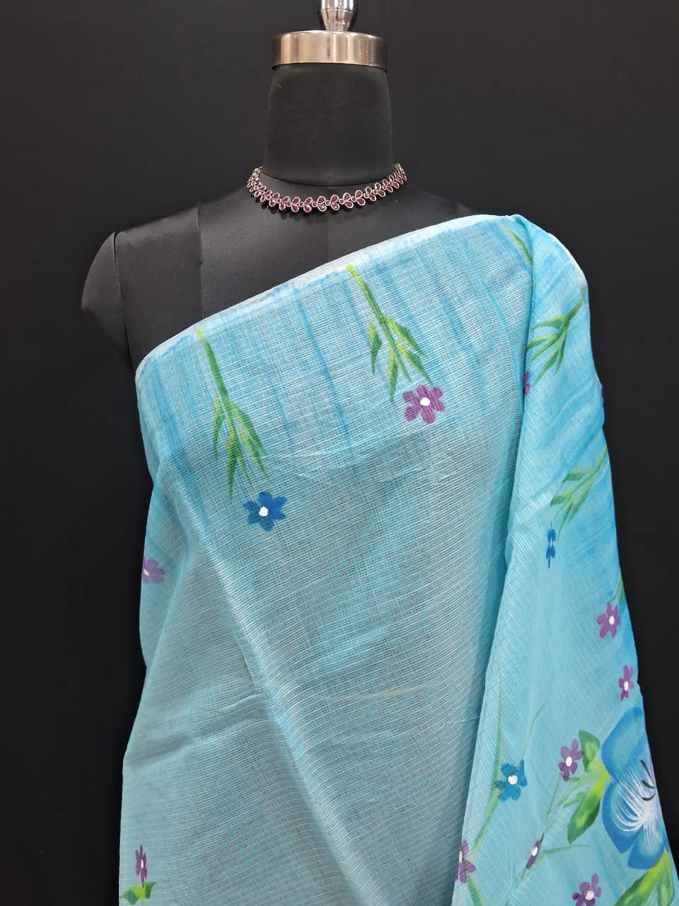 Classic floral Sky blue Kota Saree 