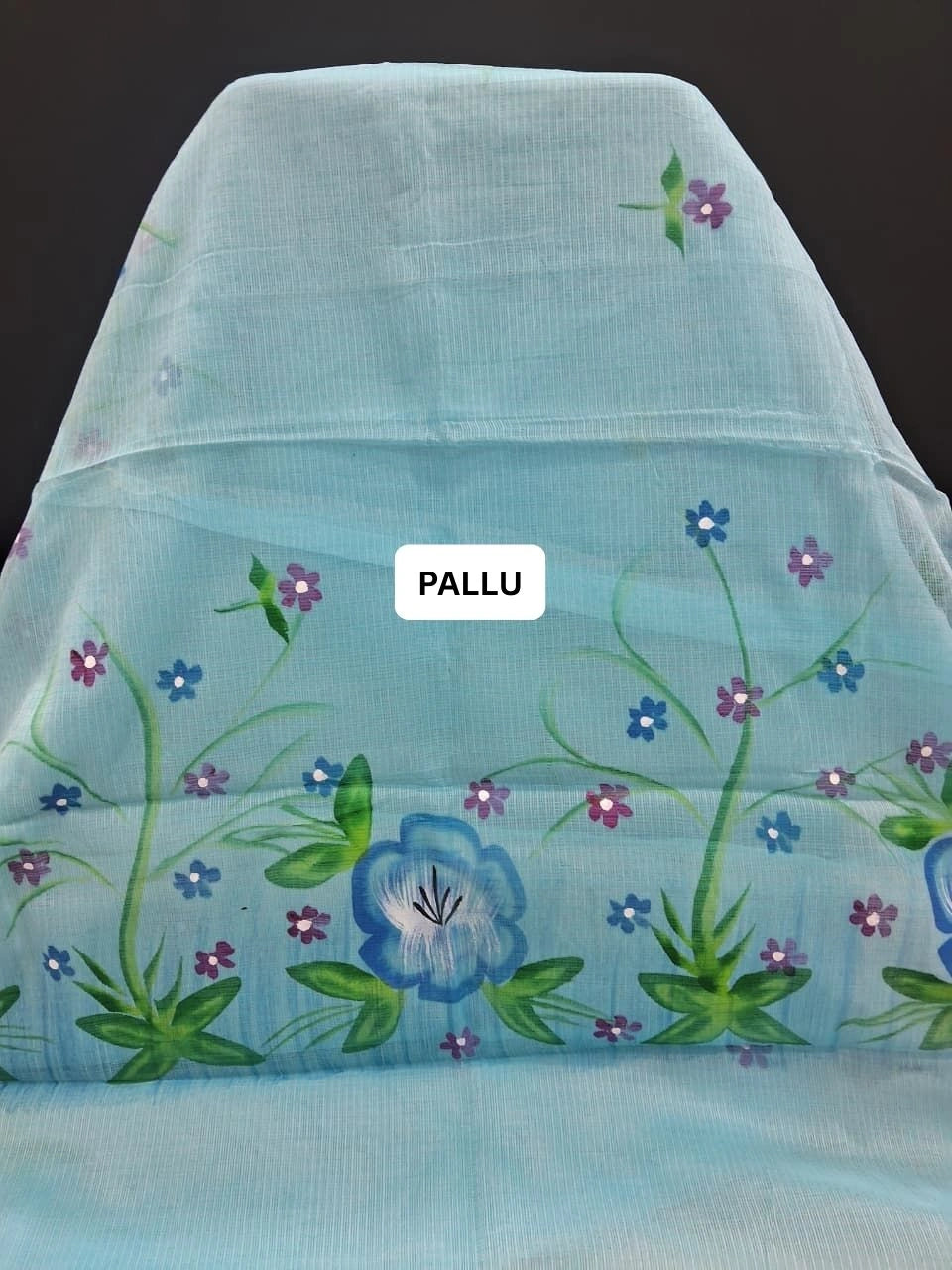 Classic floral Sky blue Kota Saree pallu