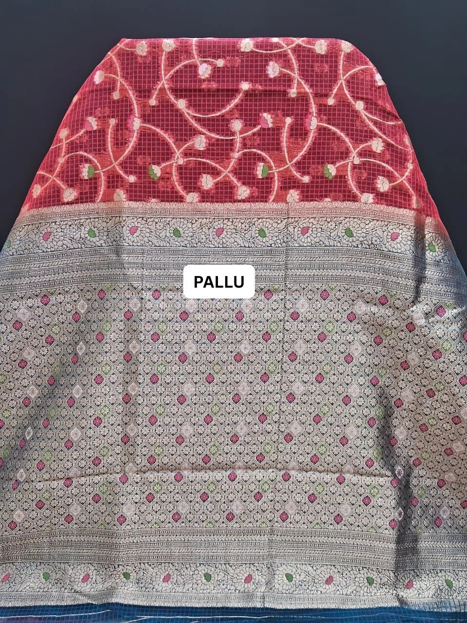 Classic Red Kota saree pallu