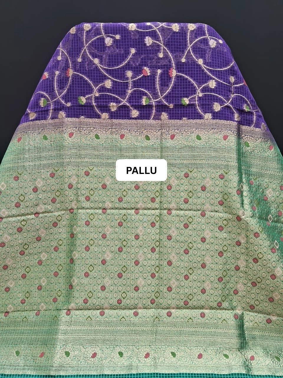 Beautiful Purple Kota Saree pallu