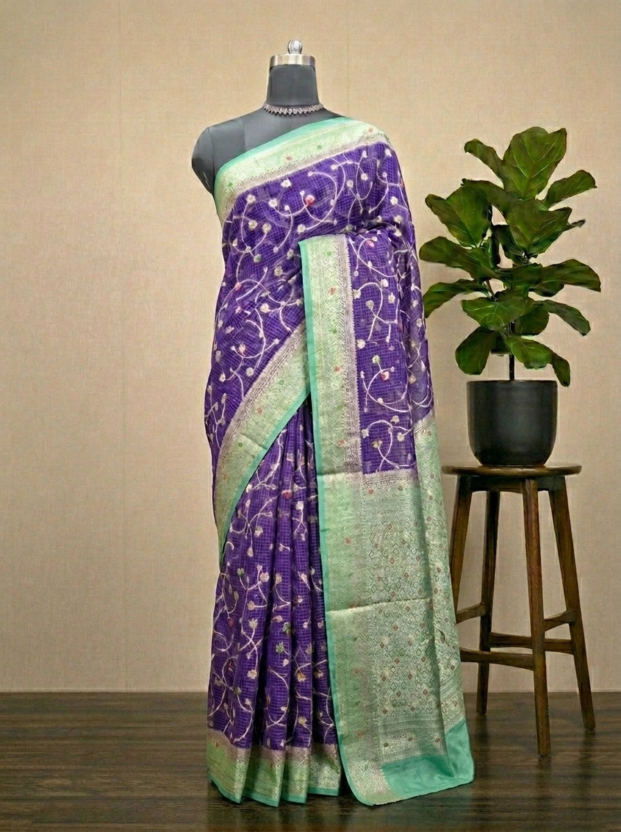 Beautiful Purple Kota Saree