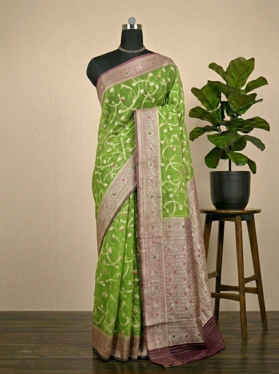 Beautiful Fresh Green Kota saree