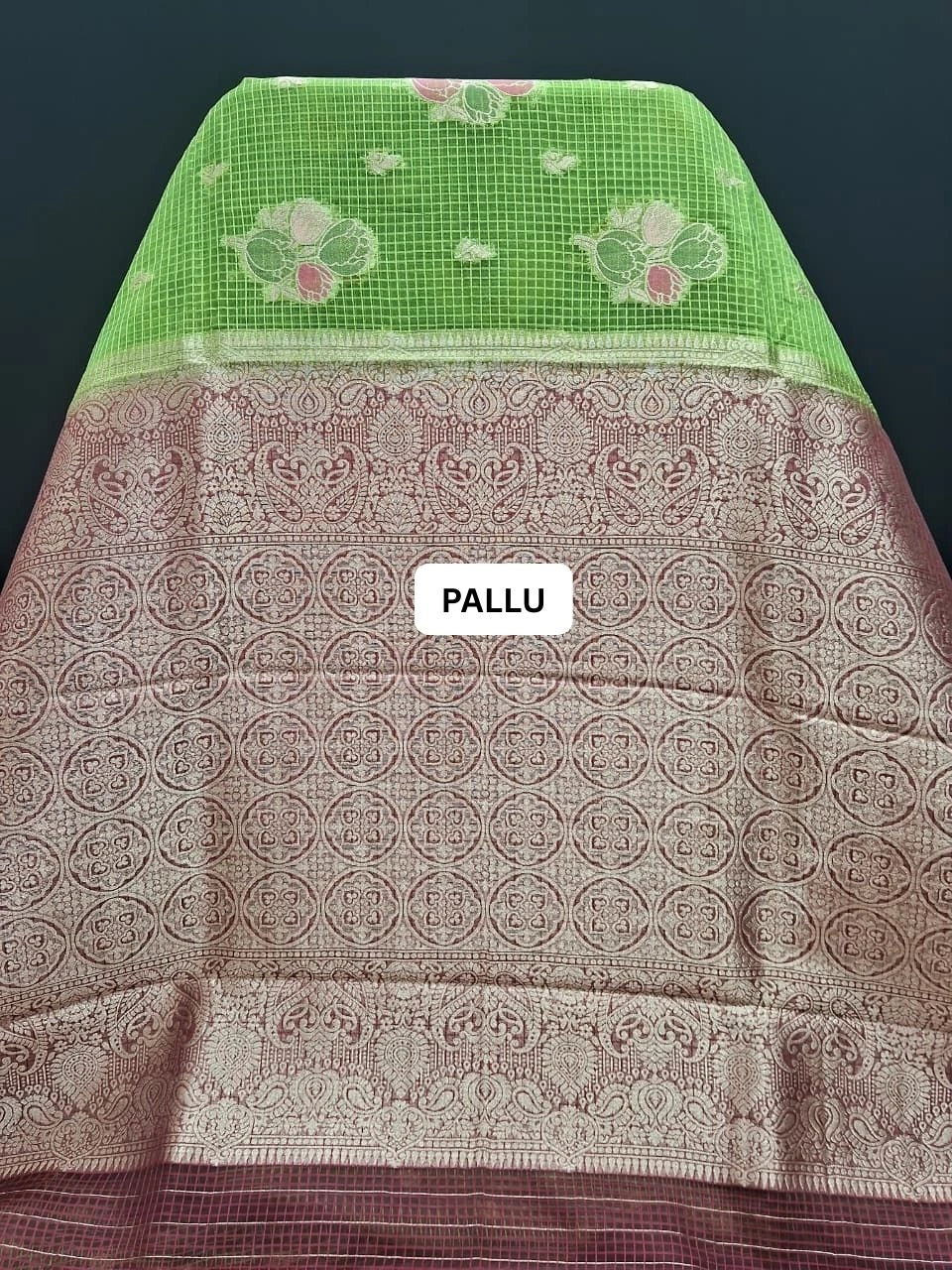 Graceful Green Kota saree pallu
