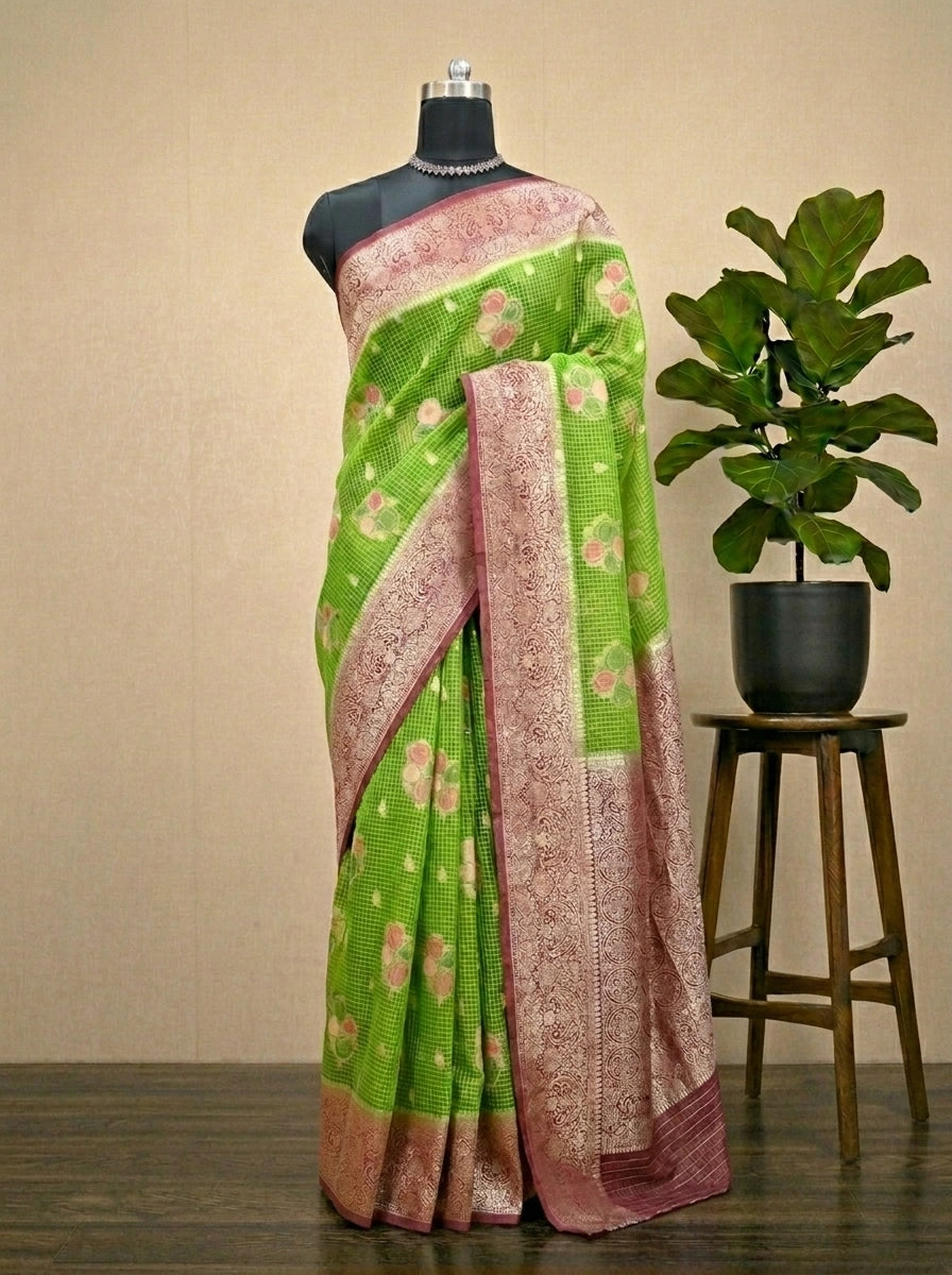 Graceful Green Kota saree