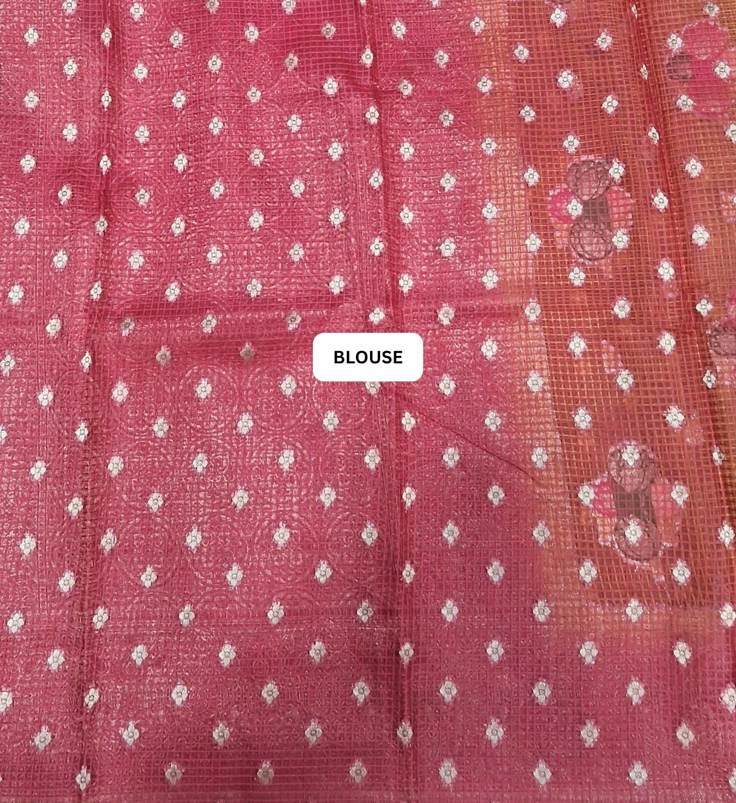 Elegant floral Yellow Kota Saree blouse