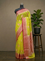 Elegant floral Yellow Kota Saree