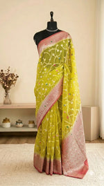 Lemon Yellow Kota Saree