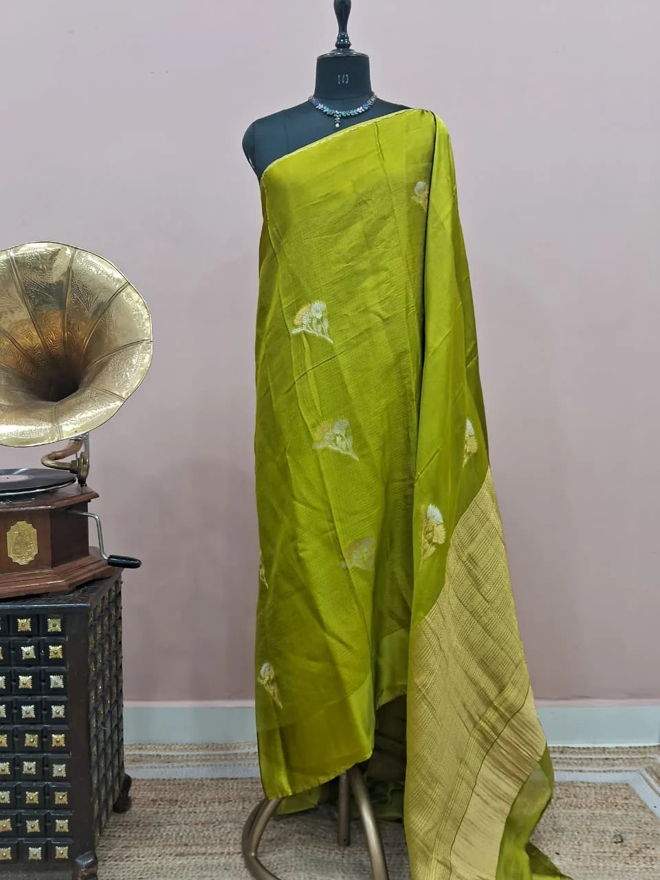Leaf Green Silk Kota Saree 