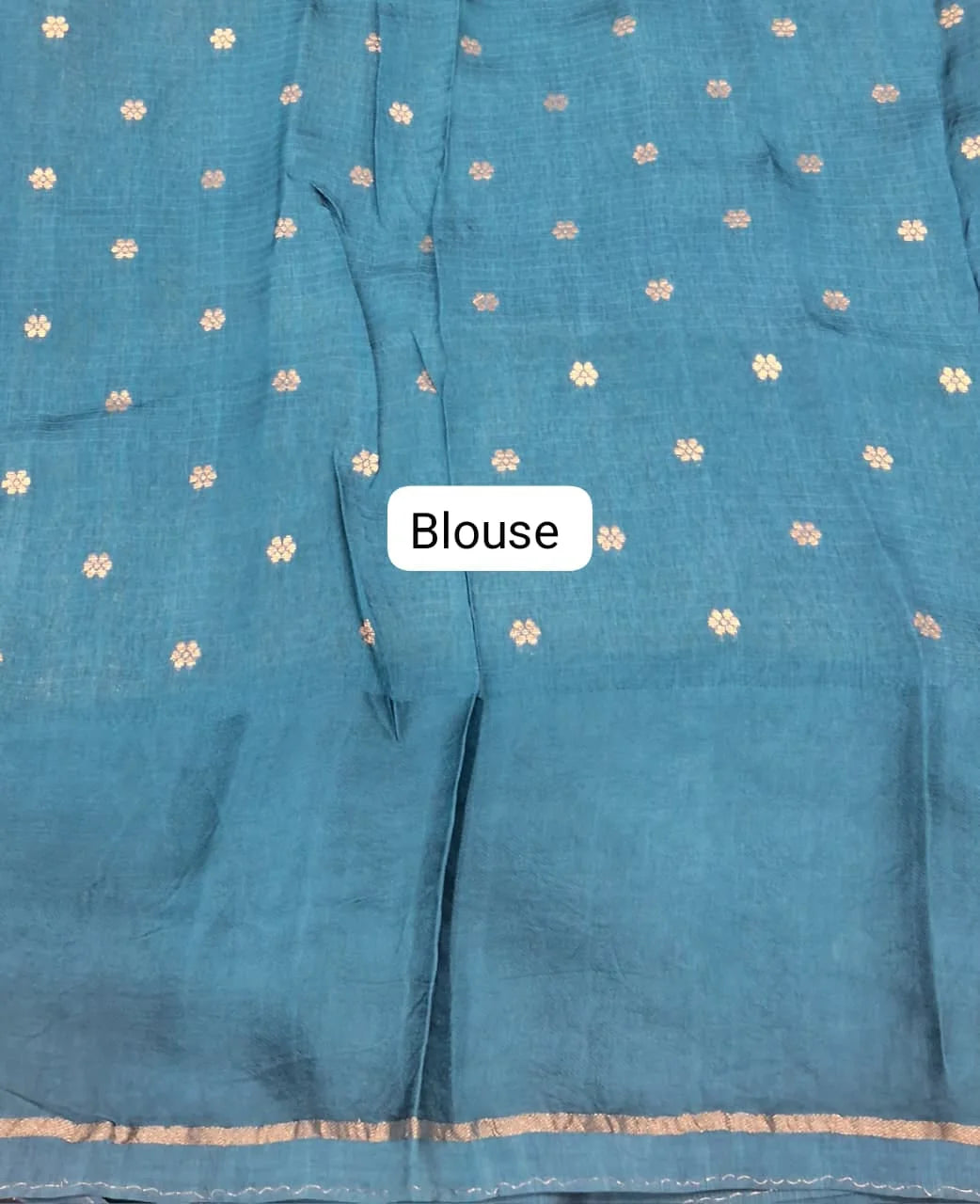 Peacock Blue Silk Kota Saree Blouse