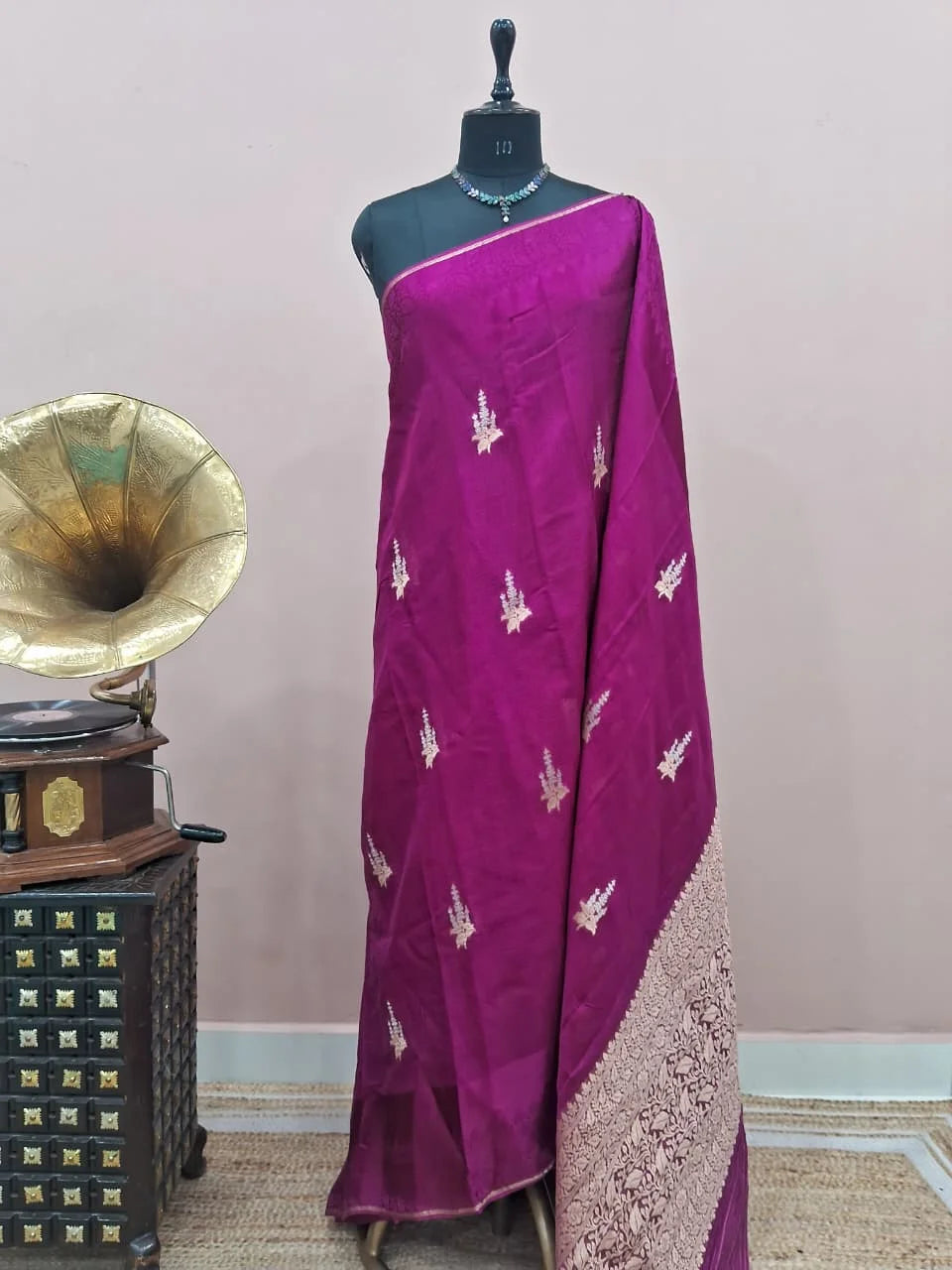 Magenta Pink Silk Kota Saree 