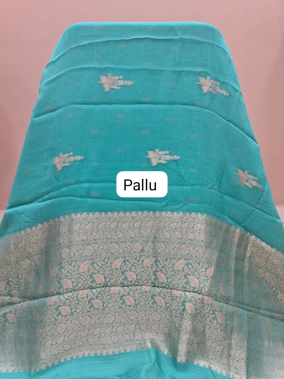 Sky Blue Silk Kota Saree Pallu