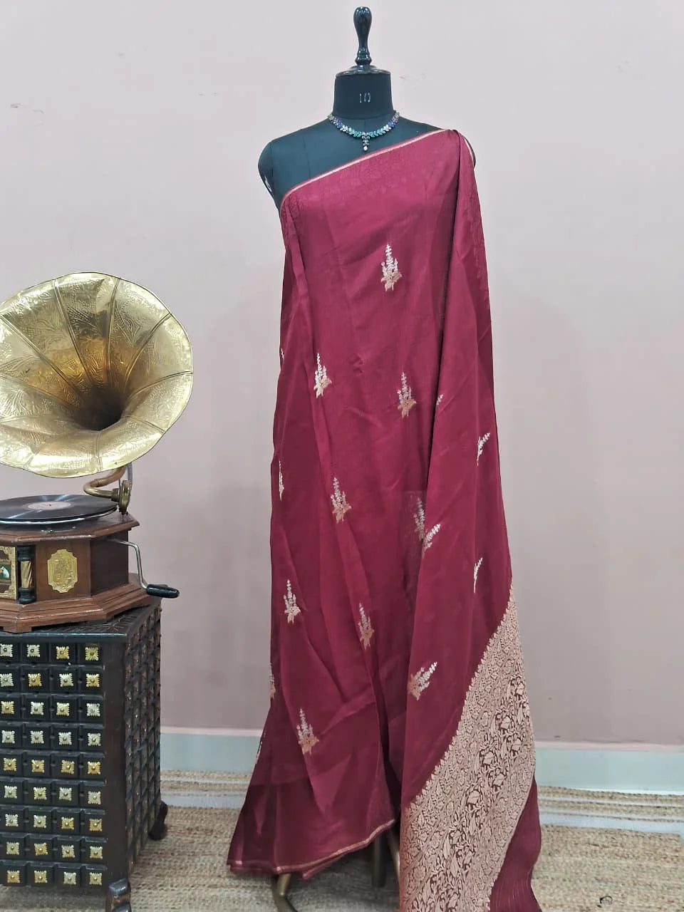 Maroon Silk Kota Saree 