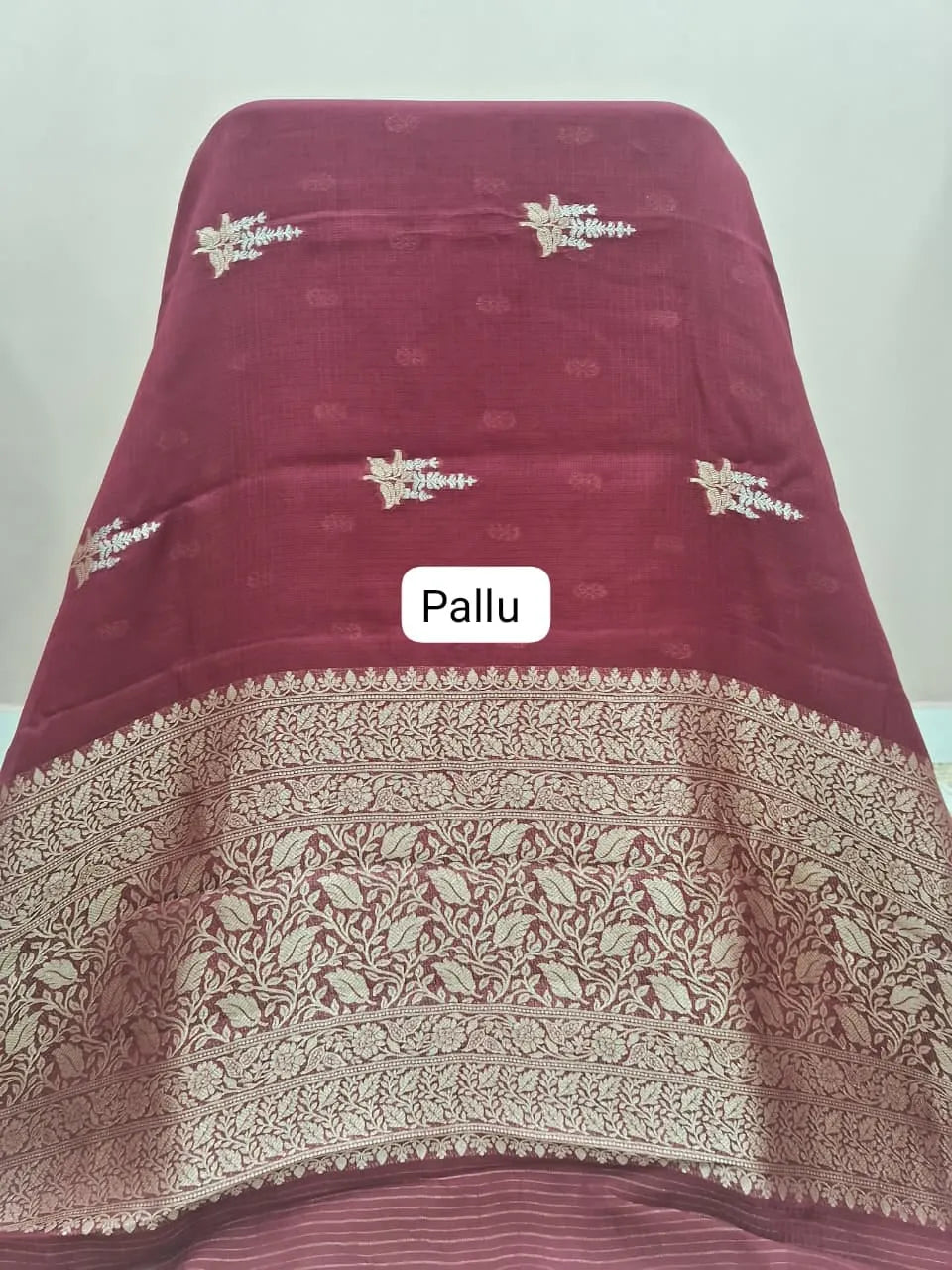 Maroon Silk Kota Saree Pallu