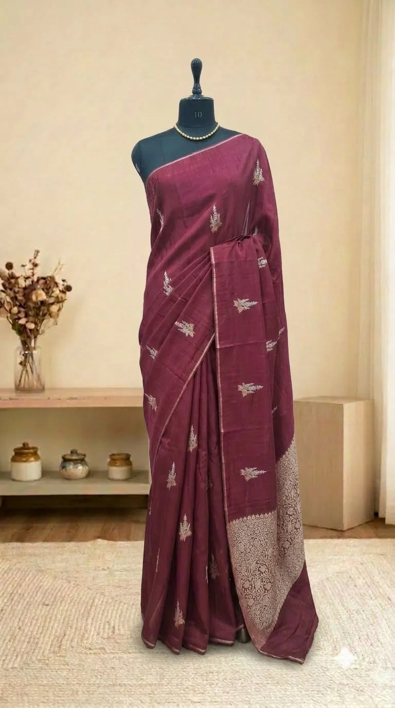 Maroon Silk Kota Saree 