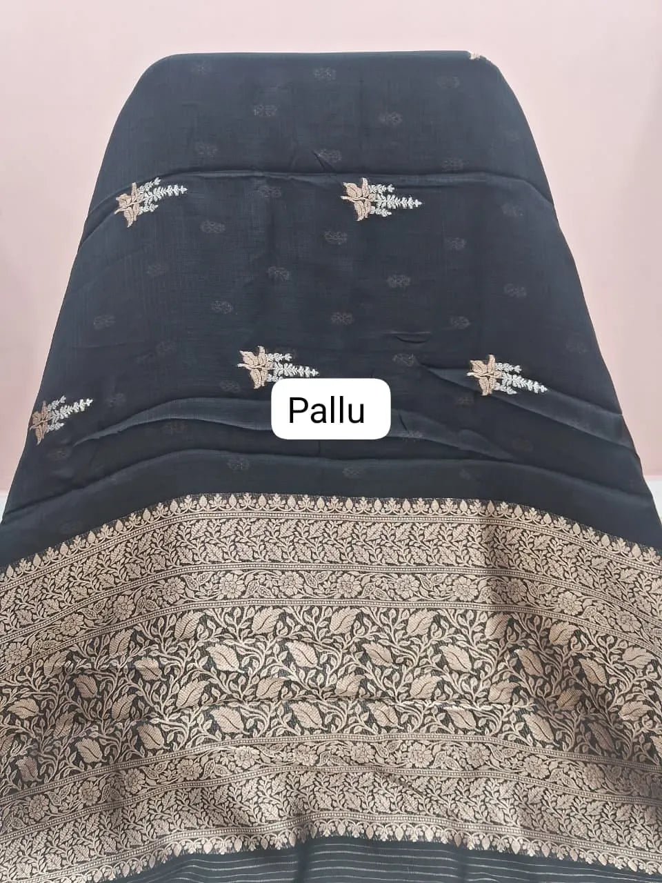 Black Silk Kota Saree Pallu