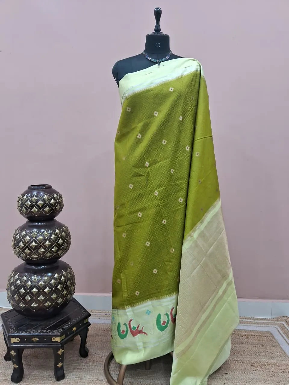 Leaf Green Silk Kota Saree