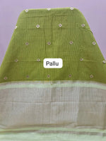 Leaf Green Silk Kota Saree pallu