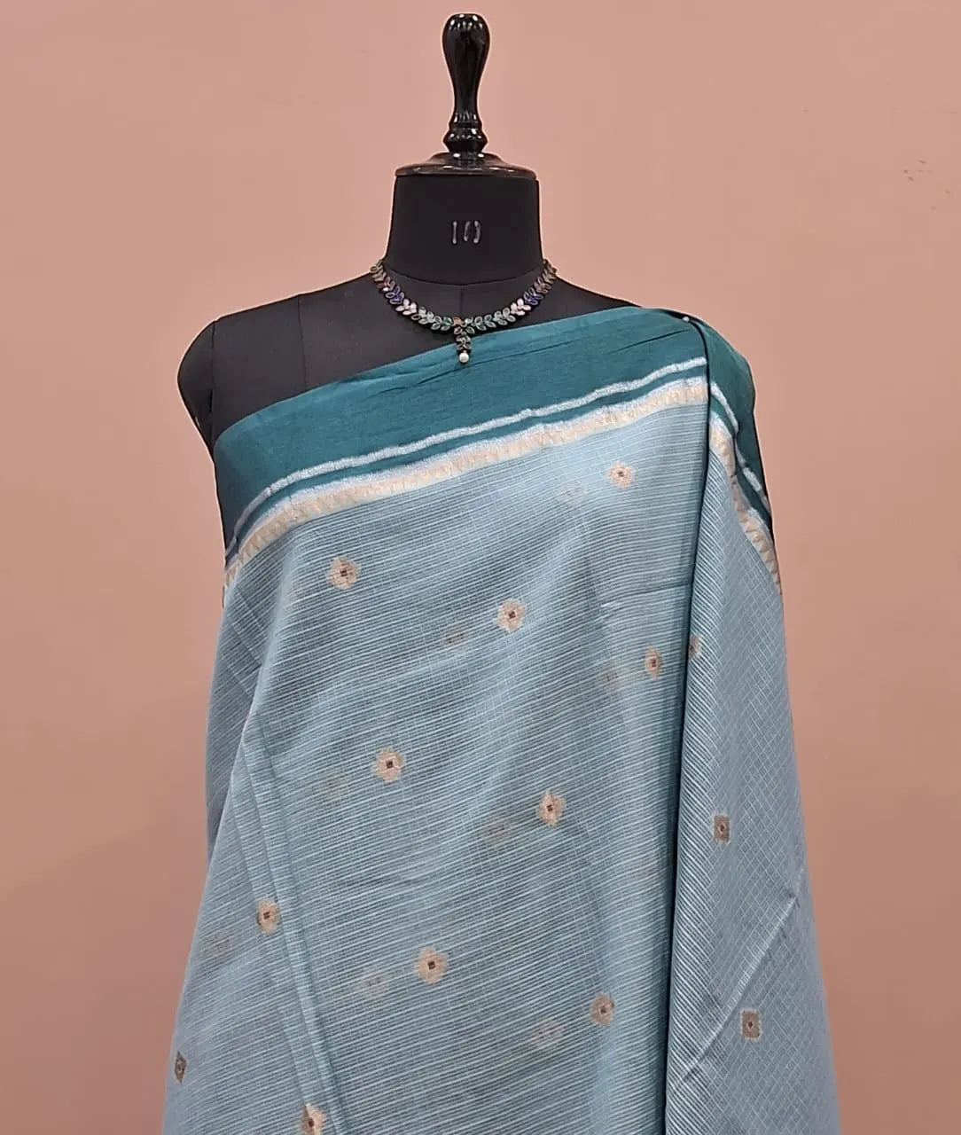 Sky Blue Silk Kota Saree 1