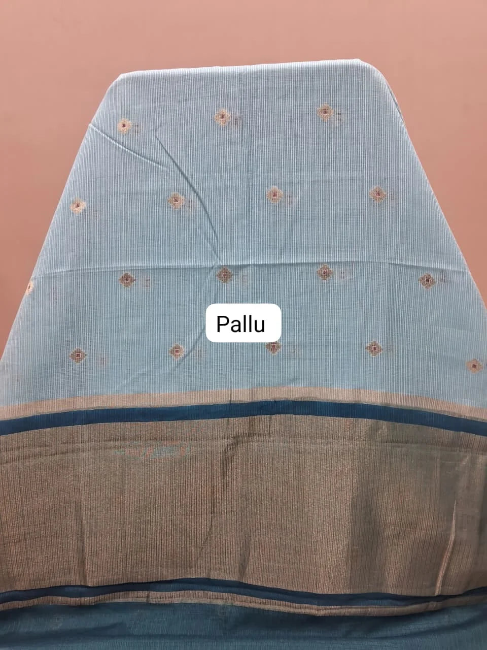 Sky Blue Silk Kota Saree Pallu
