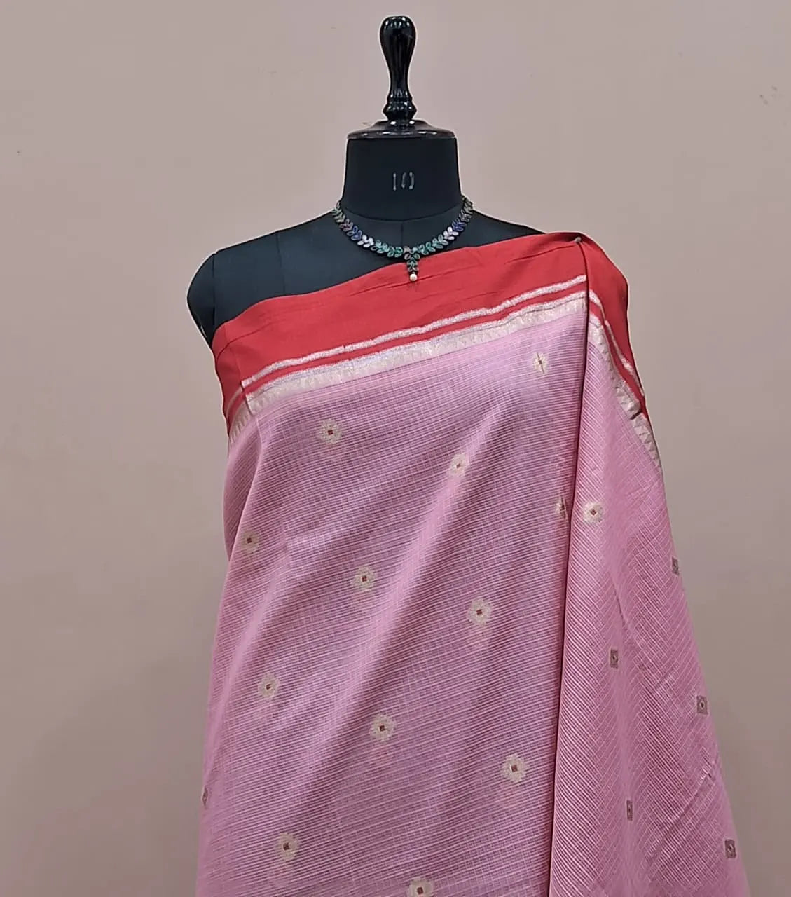 Baby Pink Silk Kota Saree 1