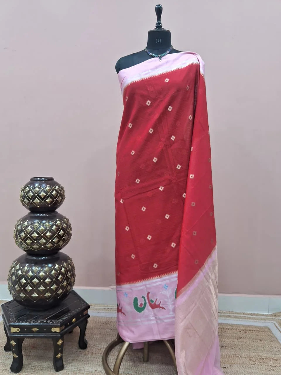 Tomato Red Silk Kota Saree 