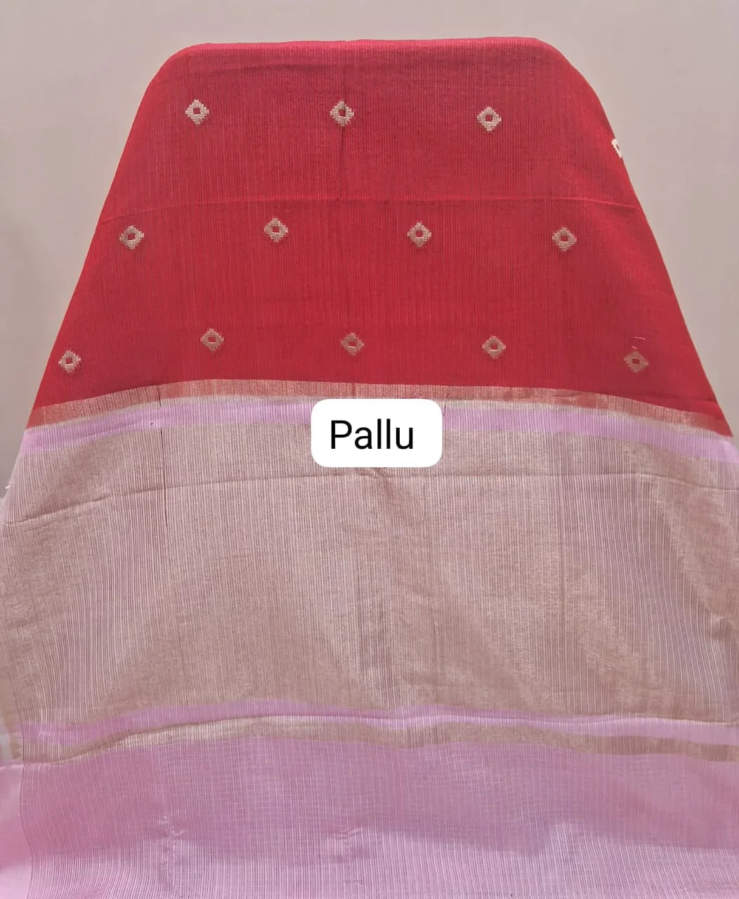 Tomato Red Silk Kota Saree Pallu