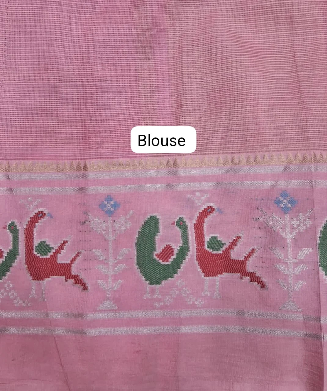 Tomato Red Silk Kota Saree Blouse